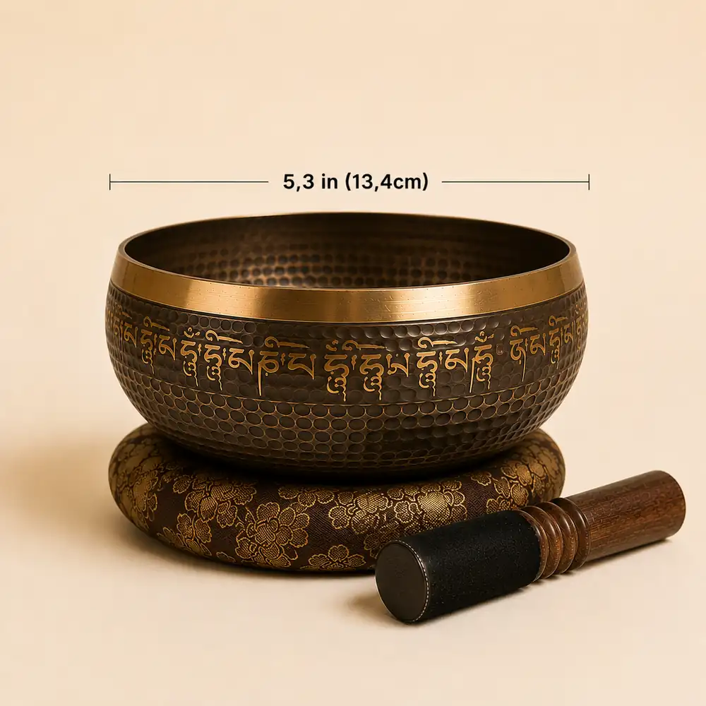 5.3 in — Bowl with leather mallet and cushion